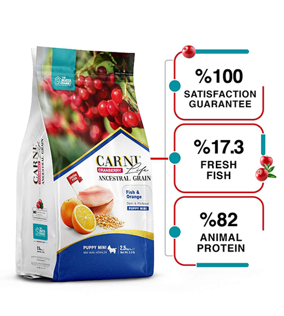 Carni Life Cranberry PUPPY MINI С РИБА И ПОРТОКАЛ за дребни породи кучета - 2.5kg, Hyper Premium