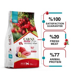 Carni Life Cranberry ADULT  храна за котки С ГОВЕЖДО И СЛИВИ 1.5kg, Hyper Premium