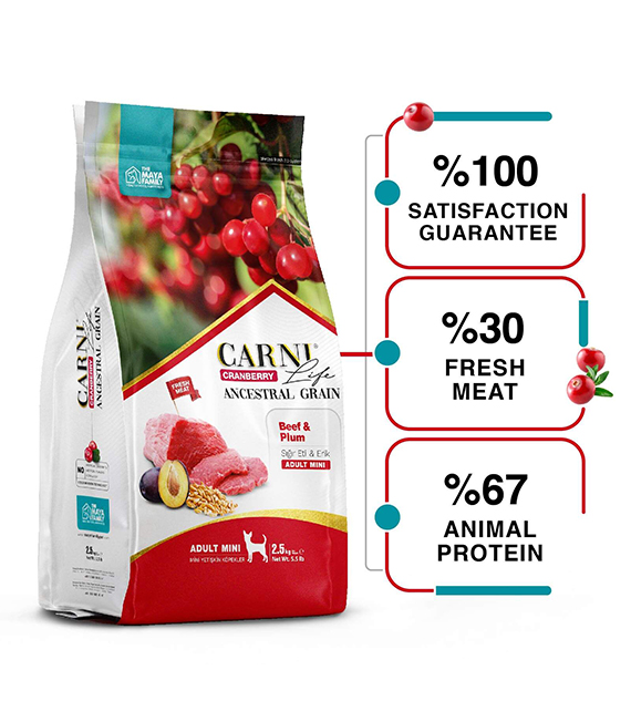 Carni Life Cranberry ADULT MINI С ГОВЕЖДО И СЛИВИ за дребни породи кучета - 7kg, Hyper Premium